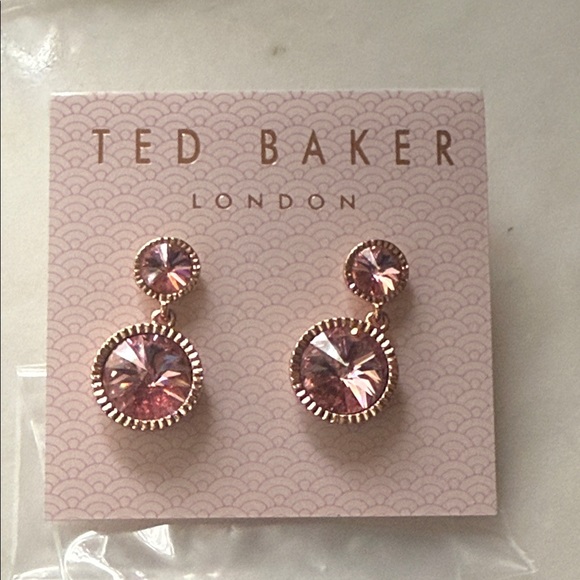 Ted Baker Ronda Rivoli Pink Crystal Drop Earrings - Picture 3 of 6